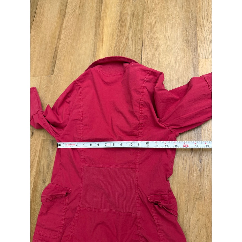 XCVI Magenta Ruffle Front Stretch Cotton Jacket Blazer M lightweight - Picture 5 of 6